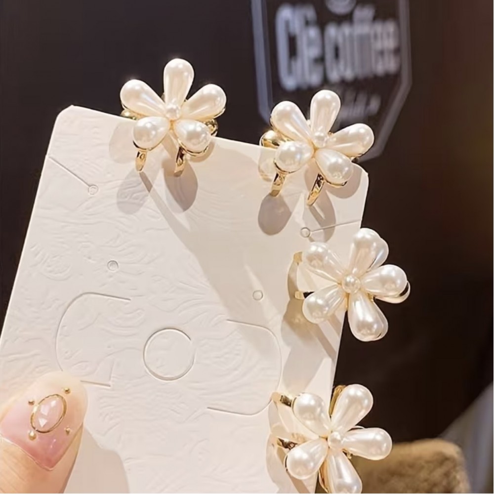 Заколка-краб для волосся з металу 2.1см перлами (15377) 2