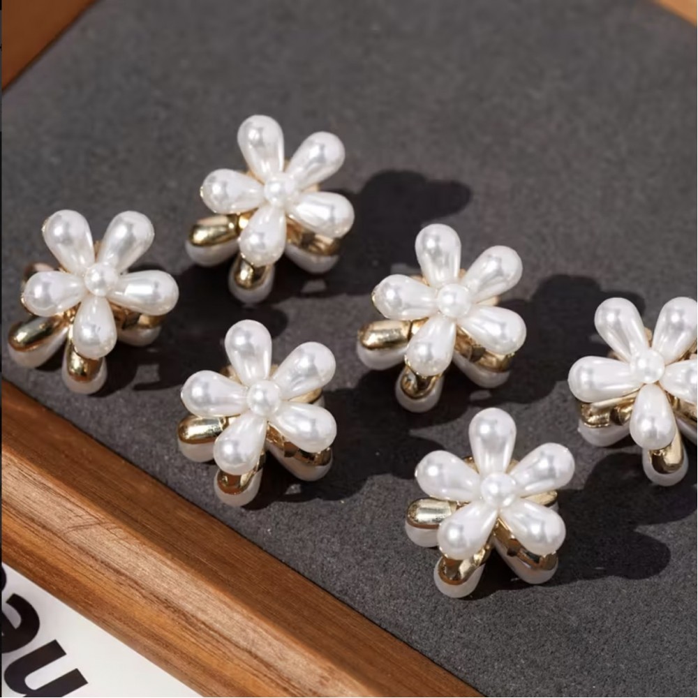 Заколка-краб для волосся з металу 2.1см перлами (15377) 3