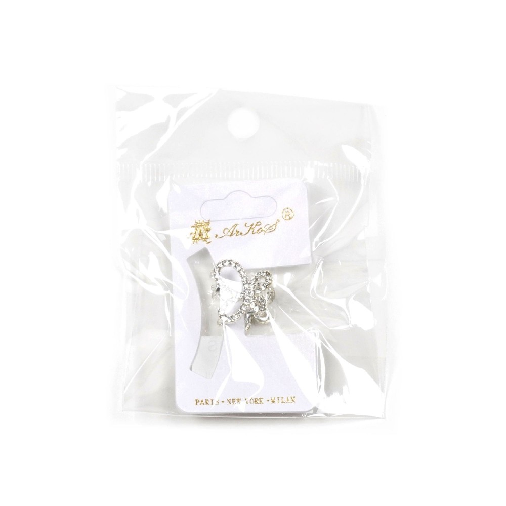 Заколка-краб для волосся з металу зі стразами 1.6см (15795) 4