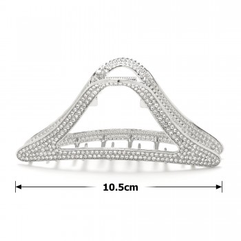Заколка-краб для волос из металла 10.5см со стразами (29292)