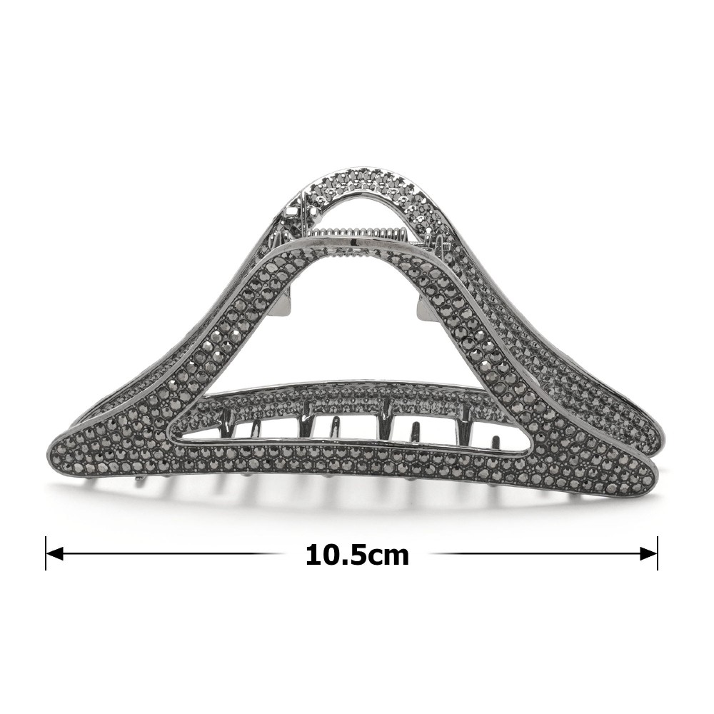 Заколка-краб для волос из металла 10.5см со стразами (29292) 5