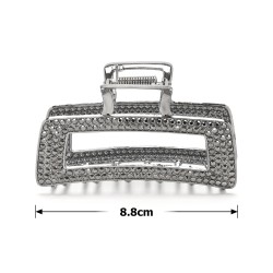 Заколка-краб для волос из металла 8.8см со стразами (29293)