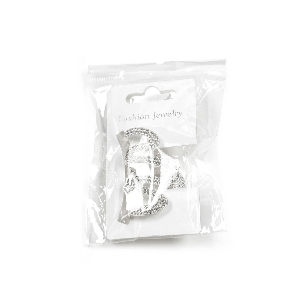 Заколка-краб для волос из металла 5.6см со стразами (31753) 5