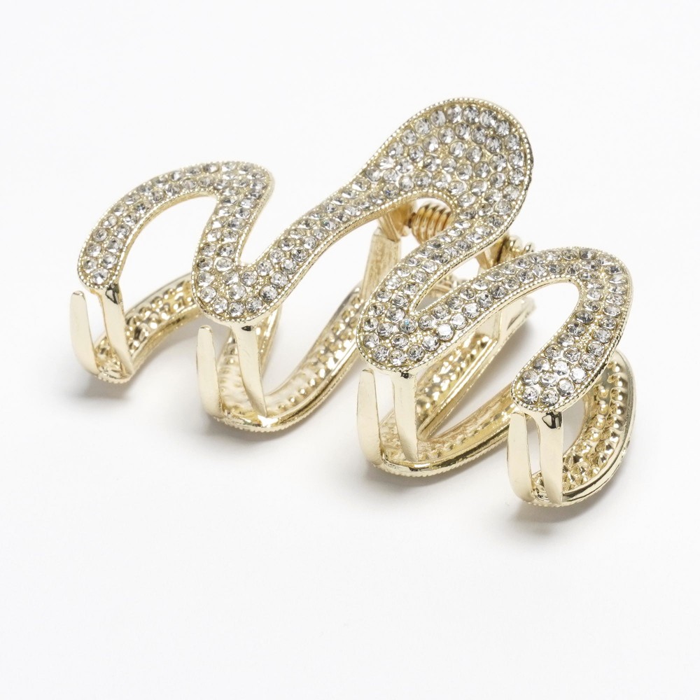 Заколка-краб для волос из металла 5.6см со стразами (31753) 7