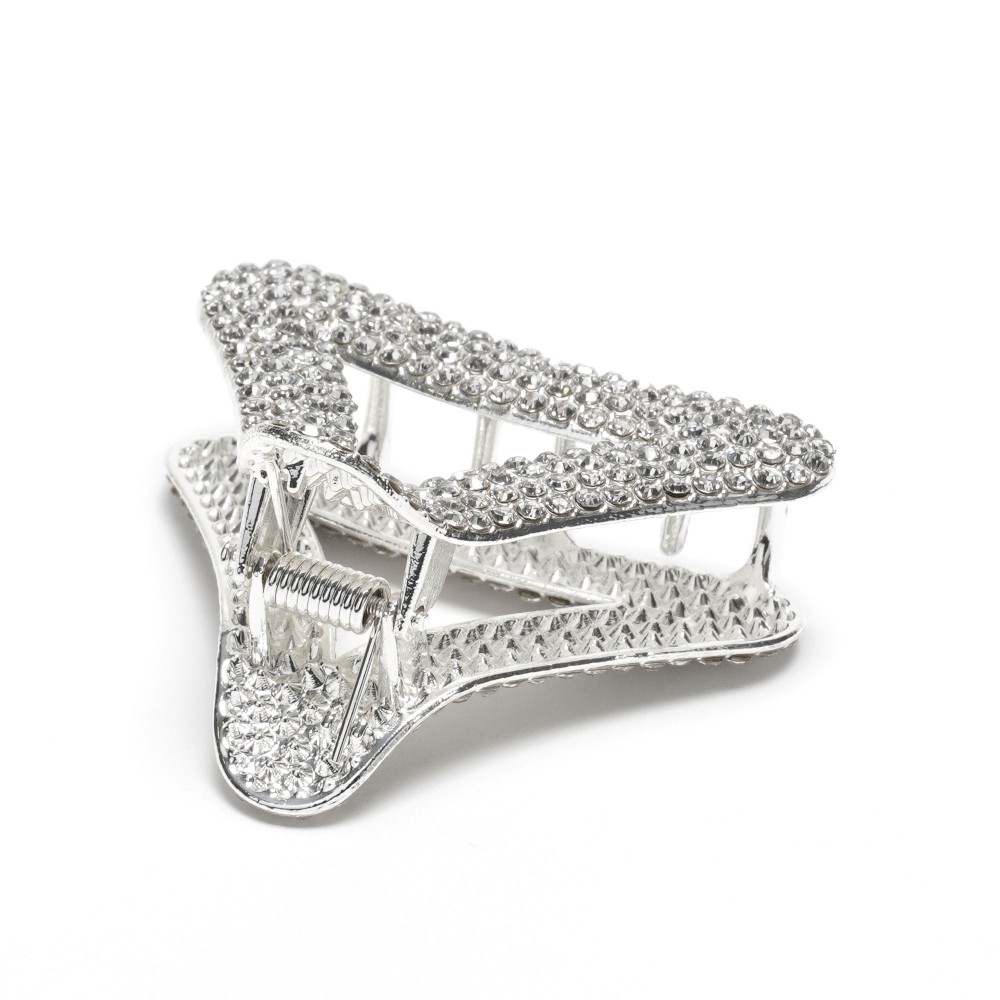 Заколка-краб для волос из металла 5см со стразами (31754) 4