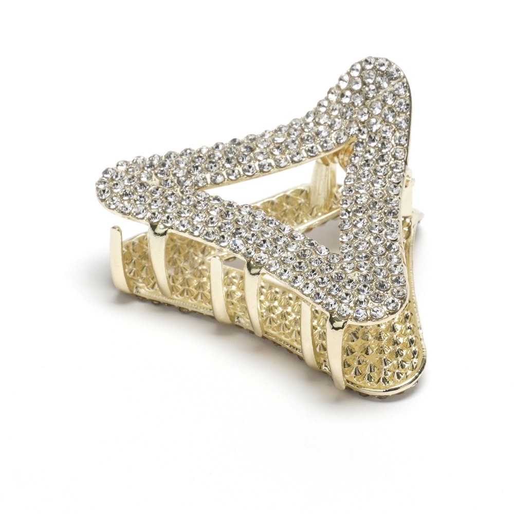 Заколка-краб для волос из металла 5см со стразами (31754) 6