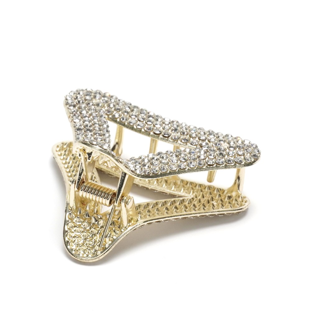 Заколка-краб для волос из металла 5см со стразами (31754) 7