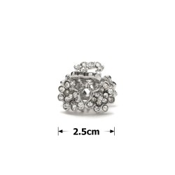 Заколка-краб для волос из металла со стразами 2.5см (3263)