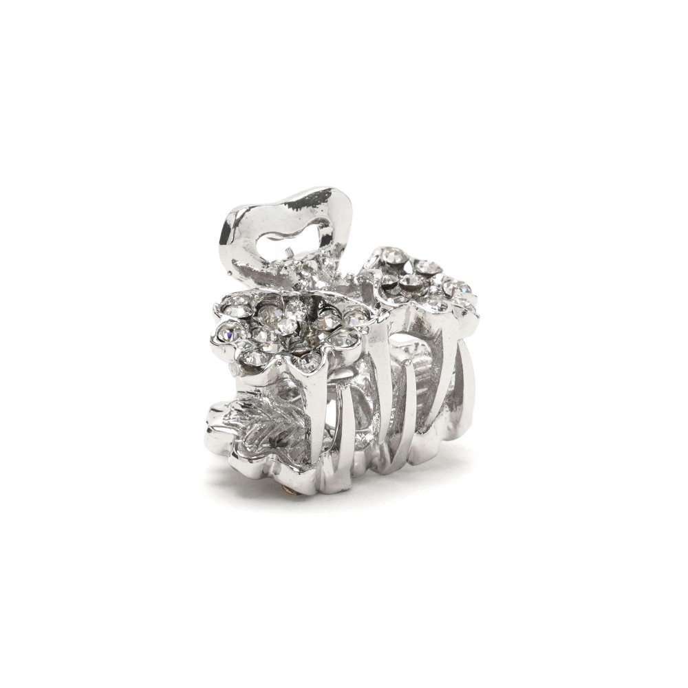 Заколка-краб для волосся з металу зі стразами 2.5см (3263) 3