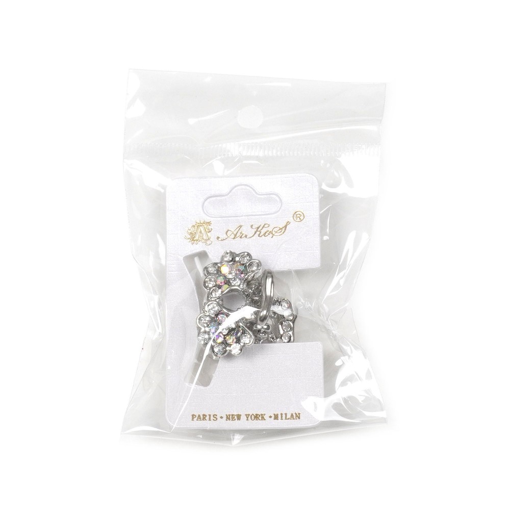 Заколка-краб для волосся з металу зі стразами 2.5см (3263) 8