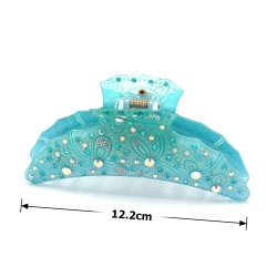 Заколка-краб для волосся із французького пластику зі стразами 12.2см (8089)