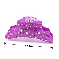 Заколка-краб для волос из французского пластика со стразами (8091)