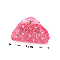 Заколка-краб для волос из французского пластика со стразами (8092)