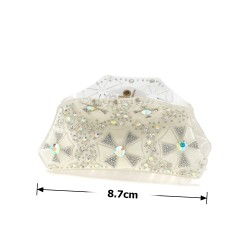 Заколка-краб для волос из французского пластика со стразами (8093)