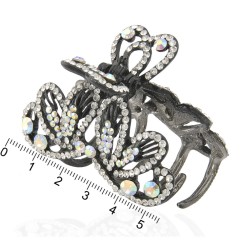 Заколка-краб для волос из металла со стразами 5.5см (11220)