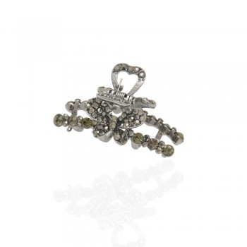 Заколка-краб для волосся з металу зі стразами 4.3см (14802)