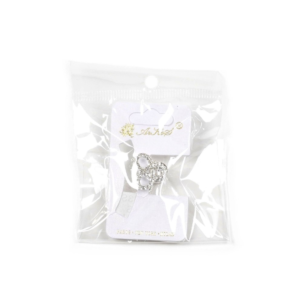 Заколка-краб для волос из металла со стразами 1.5см (15792) 3