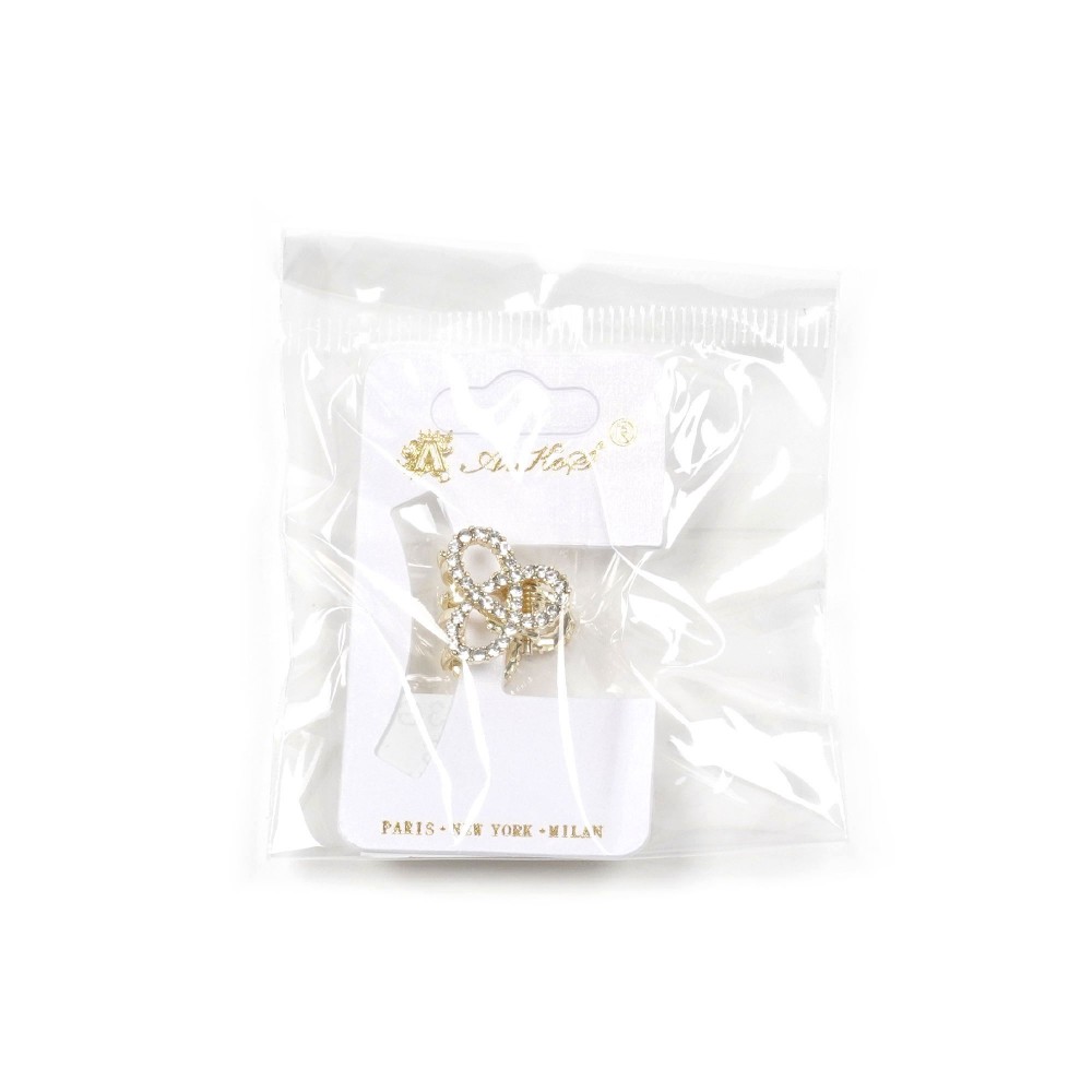 Заколка-краб для волос из металла со стразами 1.5см (15792) 6