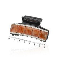 Заколка-краб для волосся пластикова зі стразами (9057)