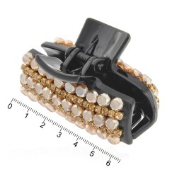 Заколка-краб для волосся пластикова зі стразами (9065)