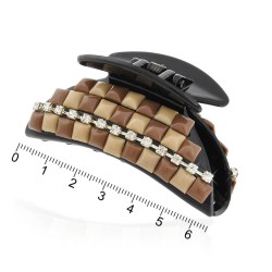 Заколка-краб для волос пластиковая со стразами (9383)