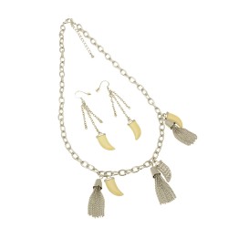 Набір із сережок та підвіски на шию сріблястий (7632)