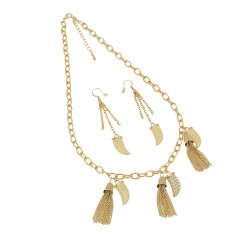 Набор из серьг и подвески на шею золотистый (7633)