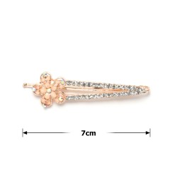 Заколка-невидимка металлическая со стразами 7см (11245)