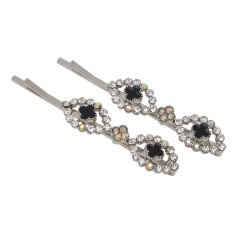 Пара заколок-невидимок со стразами 5.9см 2шт (12726)