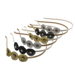 Набір обручів для волосся з тканинними прикрасами (6406)