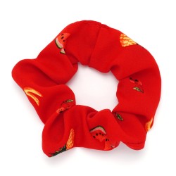  Резинка для волосся із софтової тканини з принтом фрукти 10см (16042)