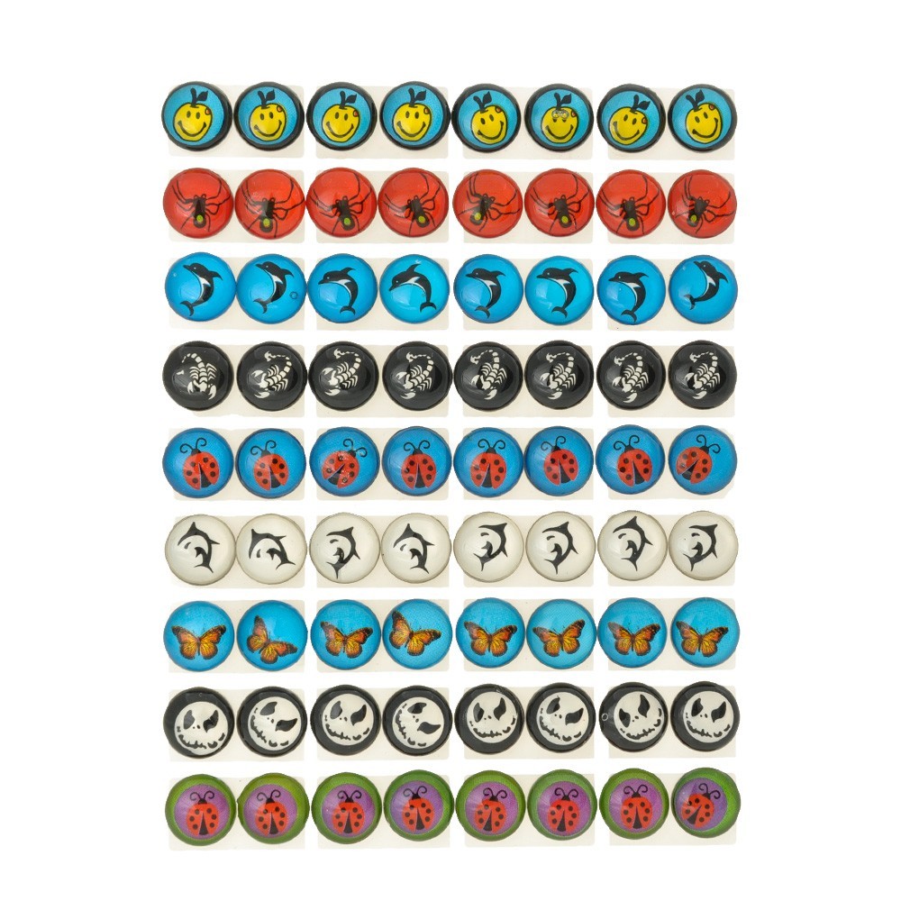 Набор сережек-гвоздиков пусетов 36 пар разноцветный (483) 1