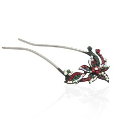 Шпилька для волосся металева з прикрасами зі страз (1836)