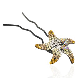 Шпилька для волос металлическая с украшениями из страз (1837)