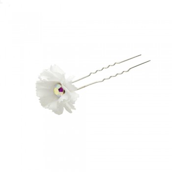 Набор заколок шпилек для волос с тканевым цветком Гвоздика 24шт (4410)