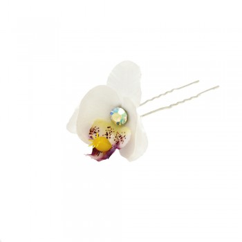 Набор заколок шпилек для волос с тканевым цветком Орхидея 24шт (4411)