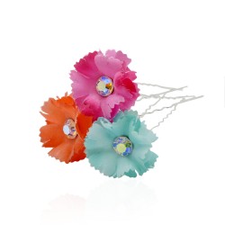 Набір шпильок для волосся з тканинною квіткою Гвоздика 24шт (4698)