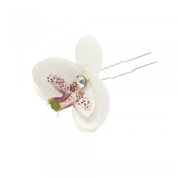 Набор заколок шпилек для волос с тканевым цветком Орхидея 12шт (5485)