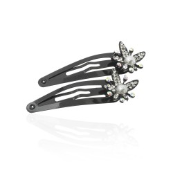 Пара заколок-хлопушок для волосся зі стразами 5.9см 2шт (6140)