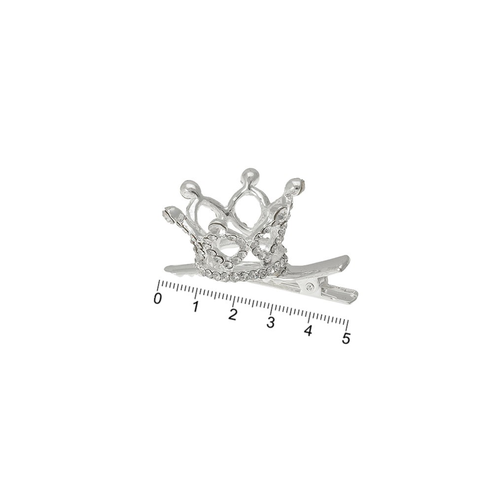 Заколка-уточка с короной металлическая 5см (13784) 2