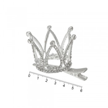 Заколка-качечка з короною металева 6см (13789)