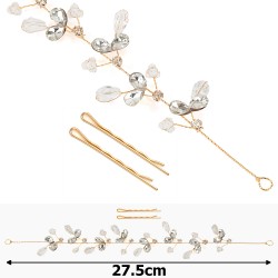 Украшение-веточка для волос золотистая (15466)