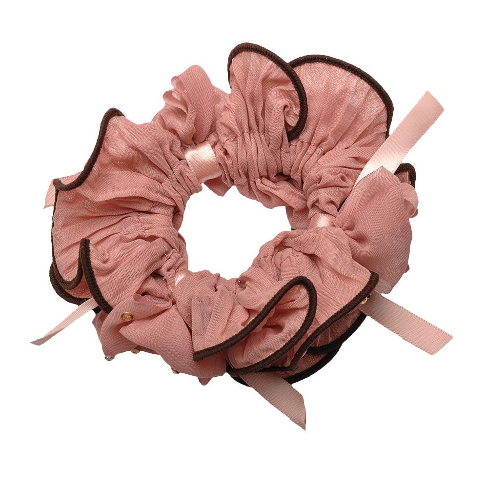 Резинка для волос шифоновая объемная с цветками и жемчугом 4177 2