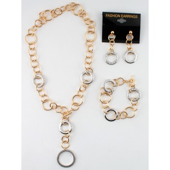 Набір із сережок, браслета та підвіски на шию золотистий (7961).