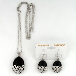 Набор из серьг и подвески на шею серебристый (8593)
