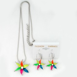 Набір із сережок та підвіски на шию сріблястий (8605)