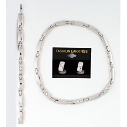 Набір із сережек, браслета та підвіски на шию сріблястий (7622)