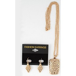 Набір із сережок та підвіски на шию золотистий (7685)