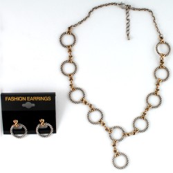 Набір із сережок та підвіски на шию сріблясто-золотистий (7686)