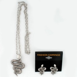 Набір із сережок та підвіски на шию сріблястий (8613)